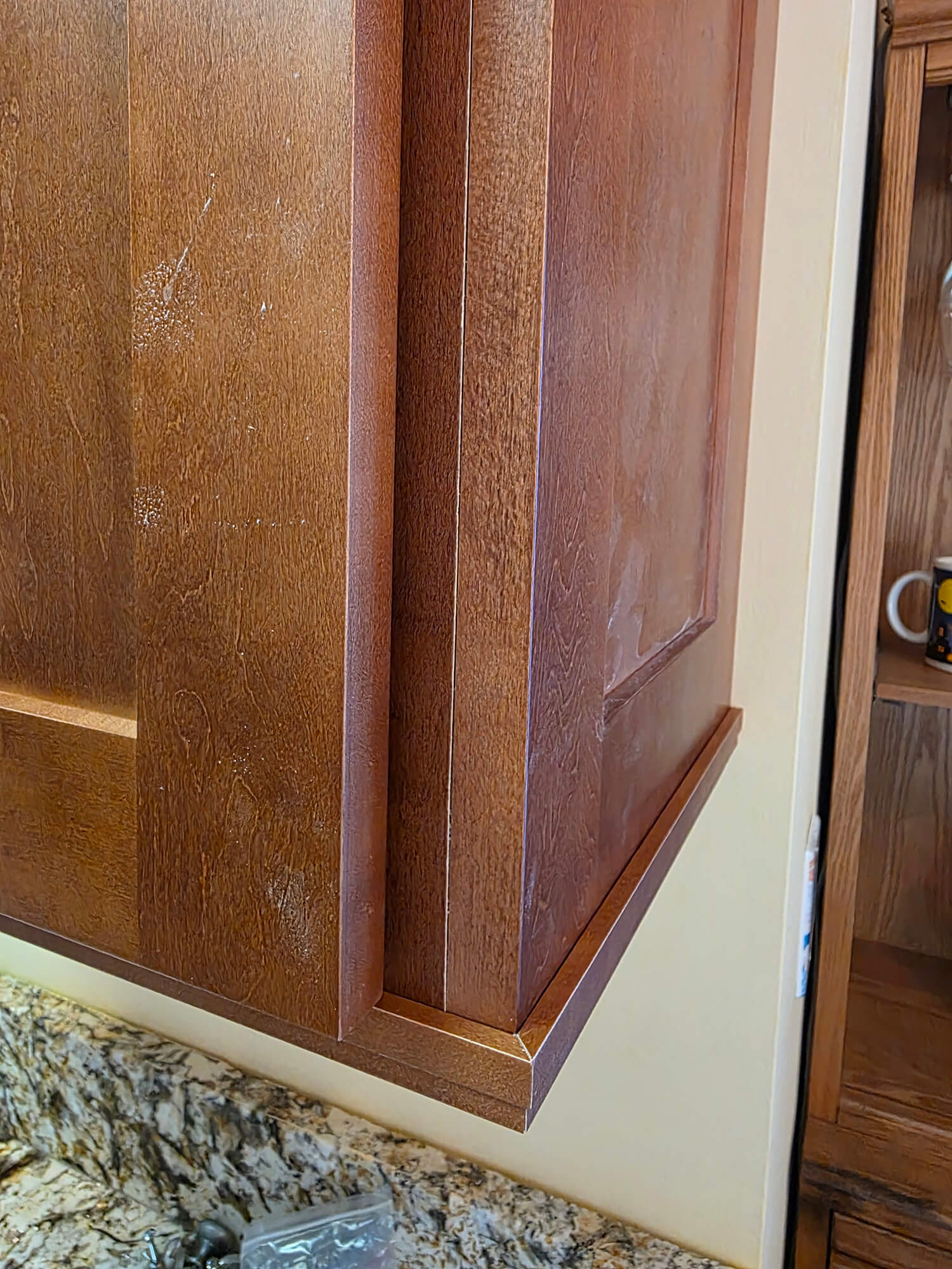 Cabinet refacing project with custom finish options